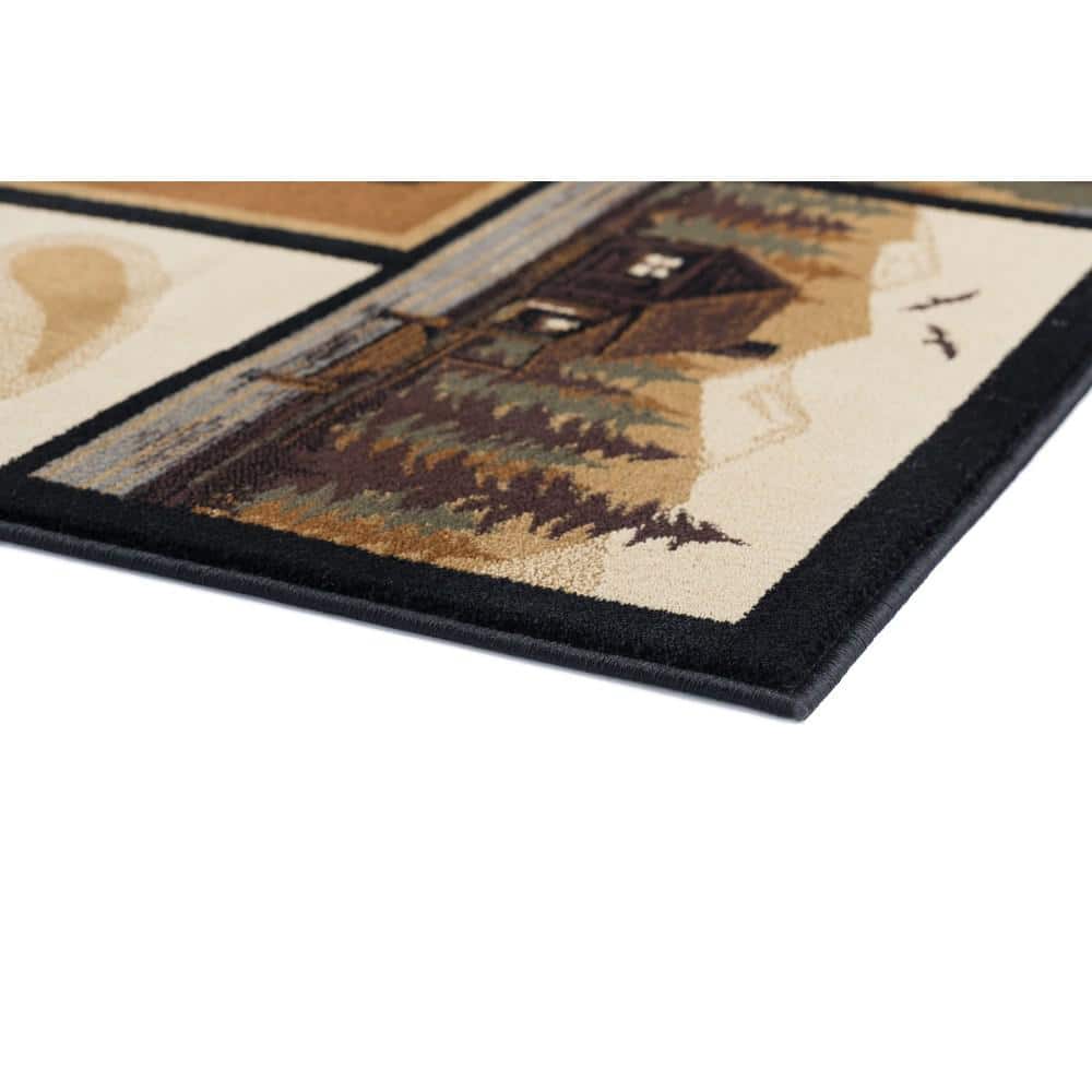 Nature Lodge 4' x 6' Blue Spot Synthetic Rectangular Rug