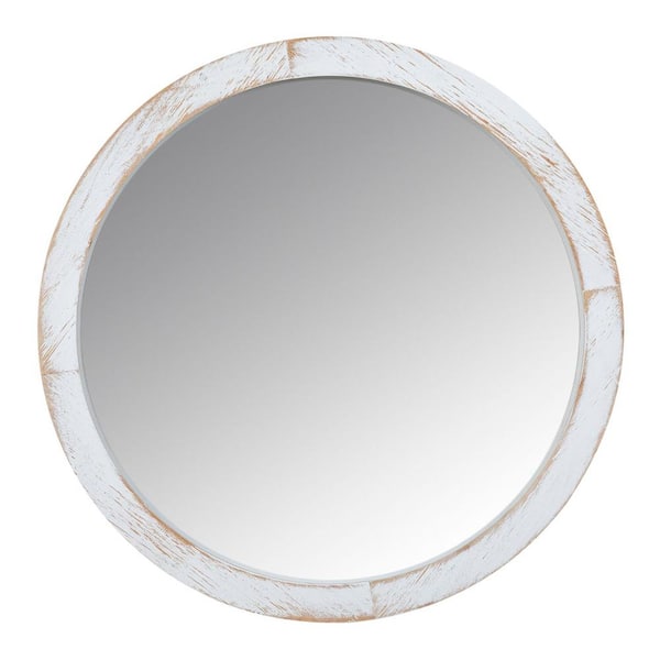 HomeRoots 20 in. x 20 in. Classic Irregular Framed White Vanity Mirror