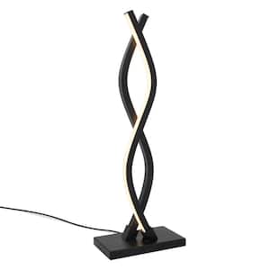 Wave 18 in. Black Modern Dimmable Table Lamp for Living Room