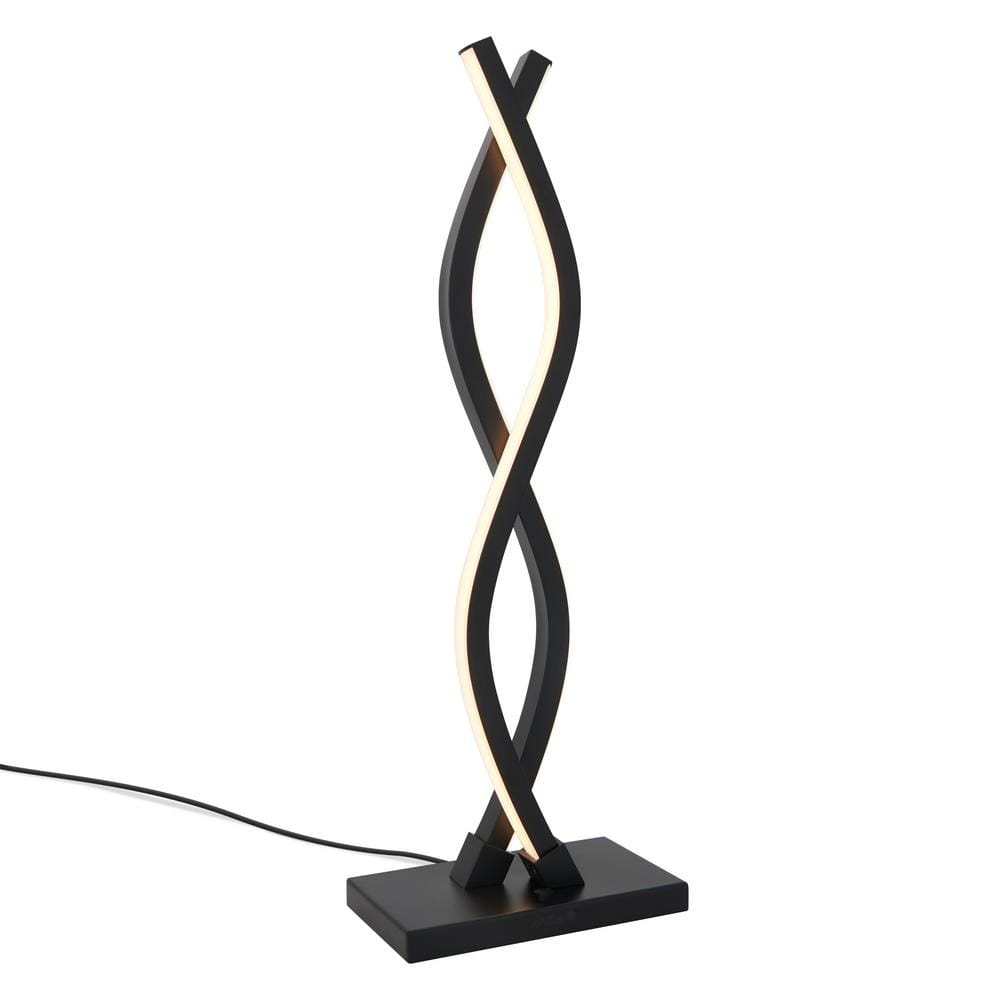 Wave 18 in. Black Modern Dimmable Integrated LED Table Lamp for Living Room