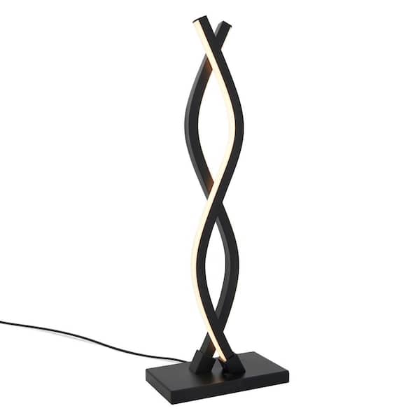 Artika Wave 18 in. Black Modern Dimmable Integrated LED Table Lamp for Living Room