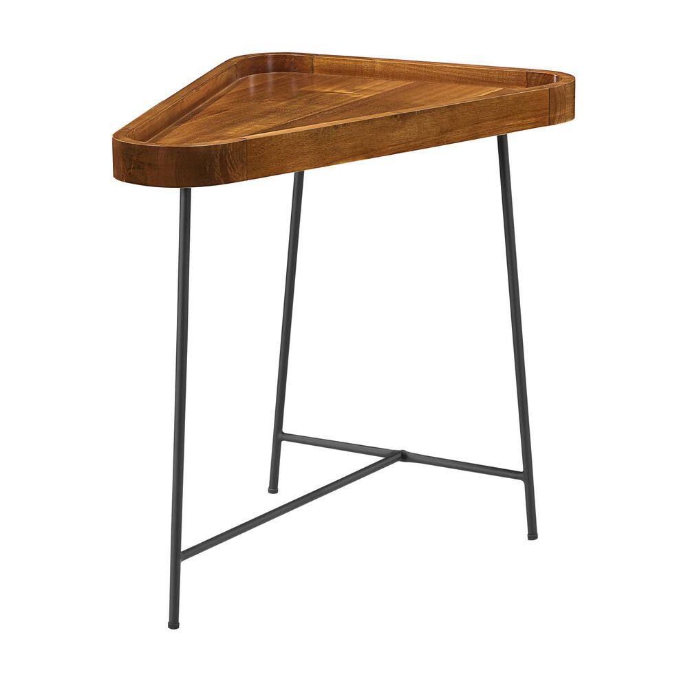 Lunar 27 in. Acacia Driftwood/Black Triangle Wedge MDF End Table - thumbnail 3