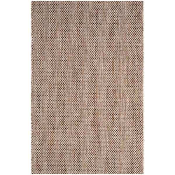 Courtyard Natural/Black 7 ft. x 10 ft. Solid Indoor/Outdoor Patio  Area Rug