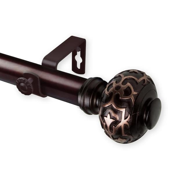 Rod Desyne Maple 120 in. - 170 in. Adjustable 1 in. Dia Single Curtain Rod in Bronze