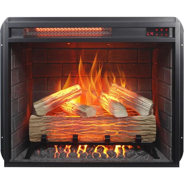 24 in. Infrared Electric Fireplace Insert 1500-Watt Heater for 400 sq. ft., 4-Flame Colors Remote Retrofit Upgrade