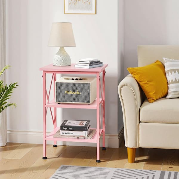 Nightstands with Storage, MDF X-Design Pink Bedside End Tables for Small Space Bedroom & Living Room Accent Furniture