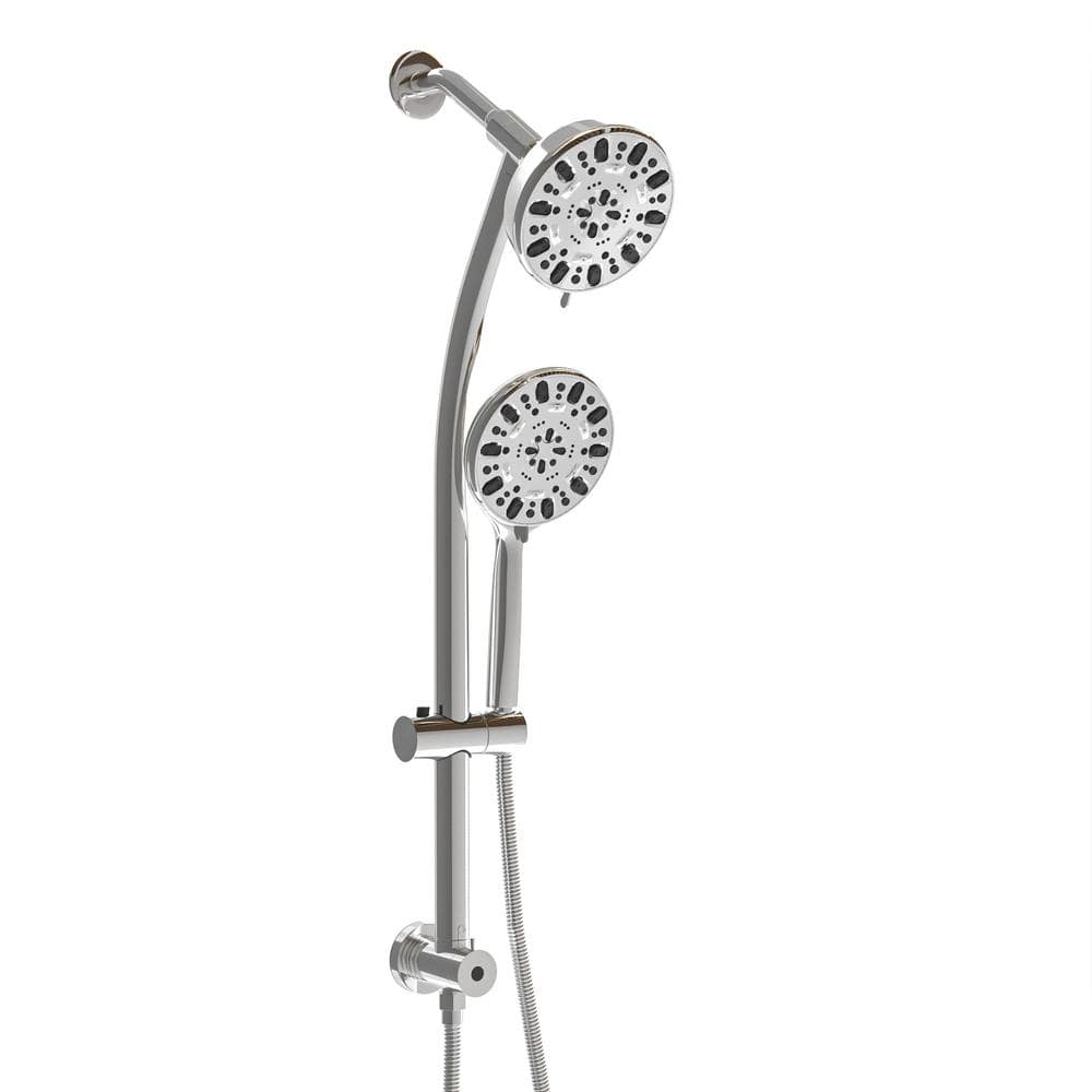 2-Spray 4.7 in. Wall Mount Dual Fixed and Handheld Shower Head, 7-Functions