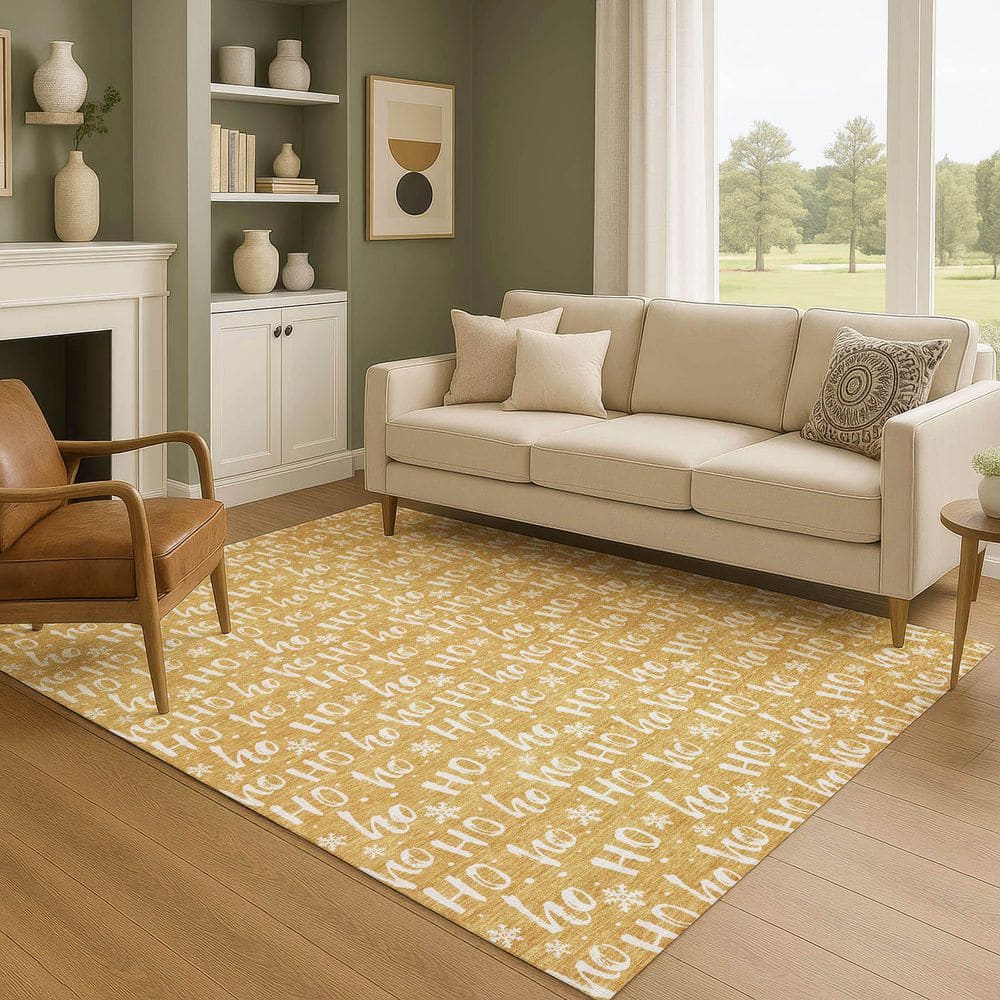 Mayfield Premium Machine Washable Abstract AMF1814 Gold 5 ft. x 7 ft. 6 in. Area Rug price history on PriceWatchPro