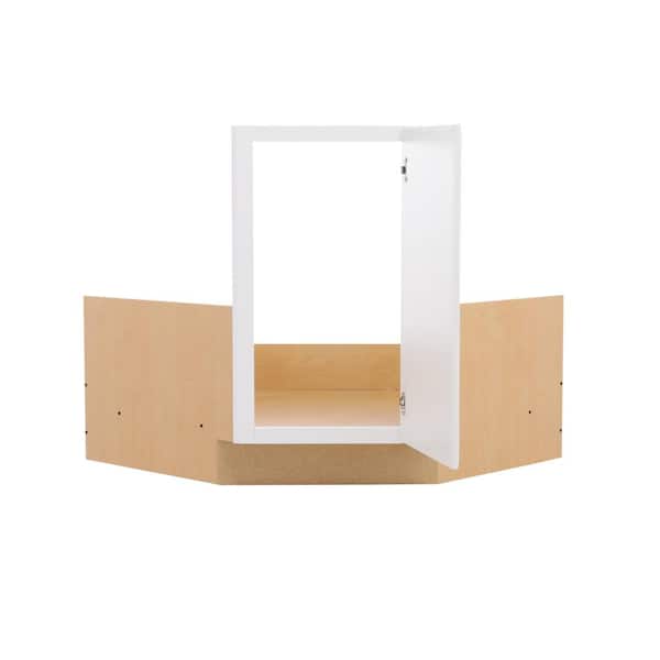 Hampton Bay Hampton Partially Assembled Corner Kitchen Sink Base Cabinet In Satin White 36 X 34 5 X 24 In Kcsb36 Sw The Home Depot