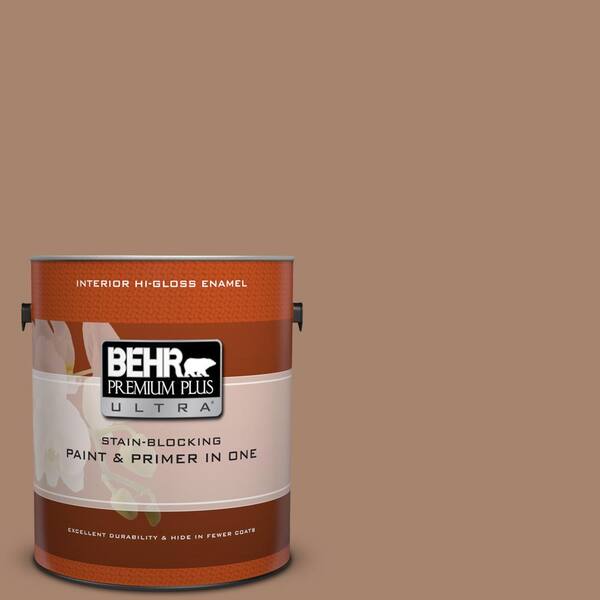 BEHR Premium Plus Ultra 1 gal. #ECC-59-1 Antique Chest Hi-Gloss Enamel Interior Paint and Primer in One