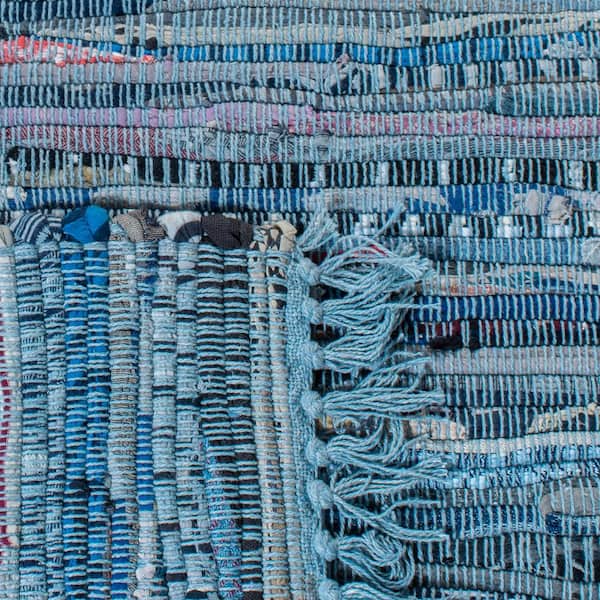 SAFAVIEH Rag Rug Blue/Multi Doormat 3 ft. x 4 ft. Striped Speckled
