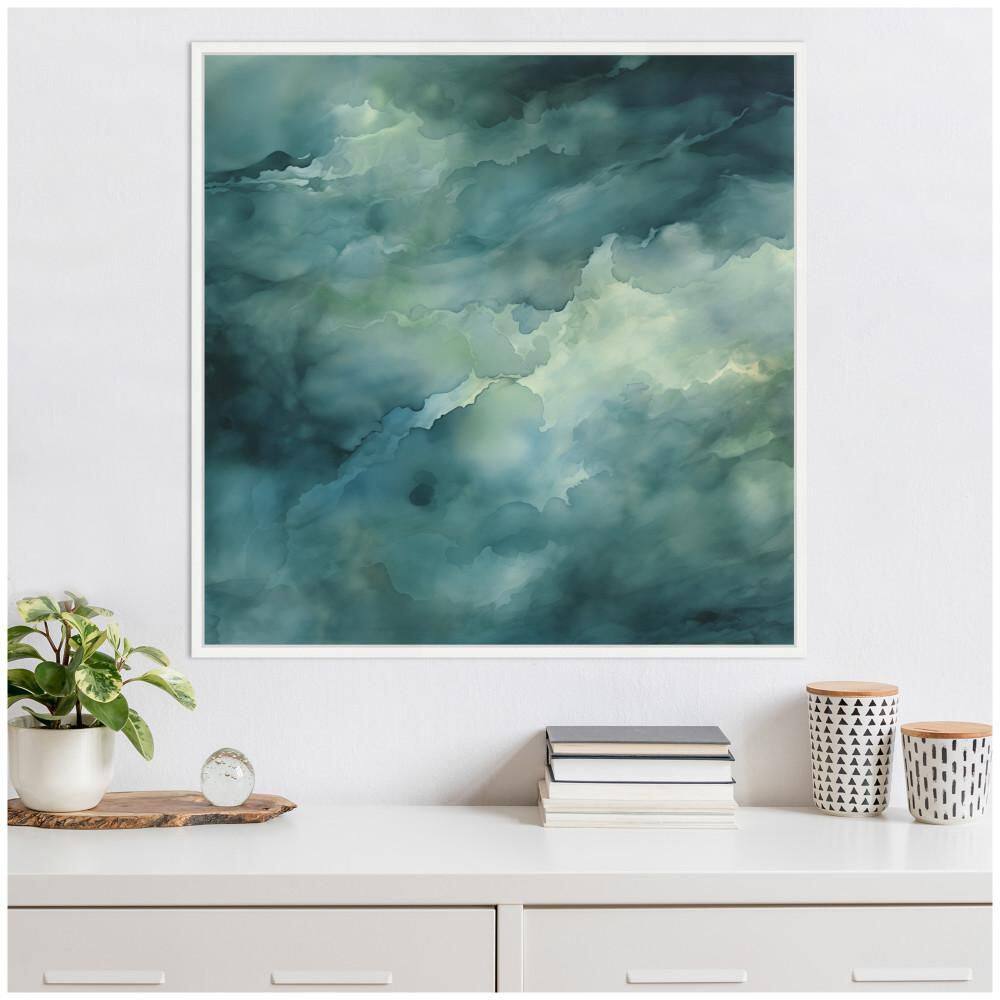 "Sylvie ""Rich Green Teal Watery Abstract"" by The Creative Bunch Studio White Framed Art Print 30 in. x 30 in." price history on PriceWatchPro