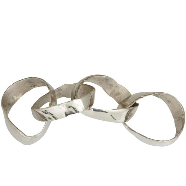 Novogratz 8 in. x 4 in. Round Silver Aluminum Chain Sculpture
