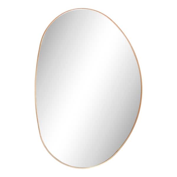 Aurelia 24 in. W x 36 in. H Medium Irregular Oval Metal Framed Wall Mounted Mirror, Gold