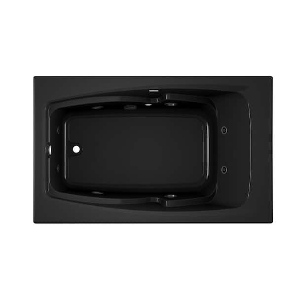 JACUZZI CETRA 60 in. x 36 in. Rectangular Whirlpool Bathtub with Left Drain in Black