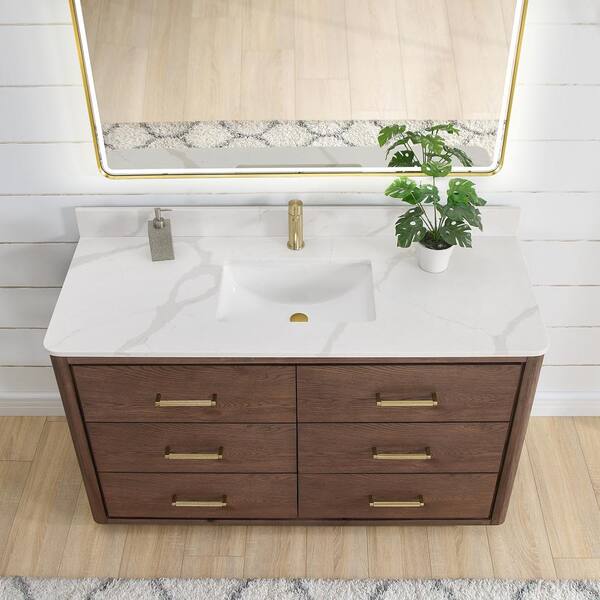 ROSWELL Porto 55 in. W x 22 in. D x 33.8 in. H Single Sink Bath