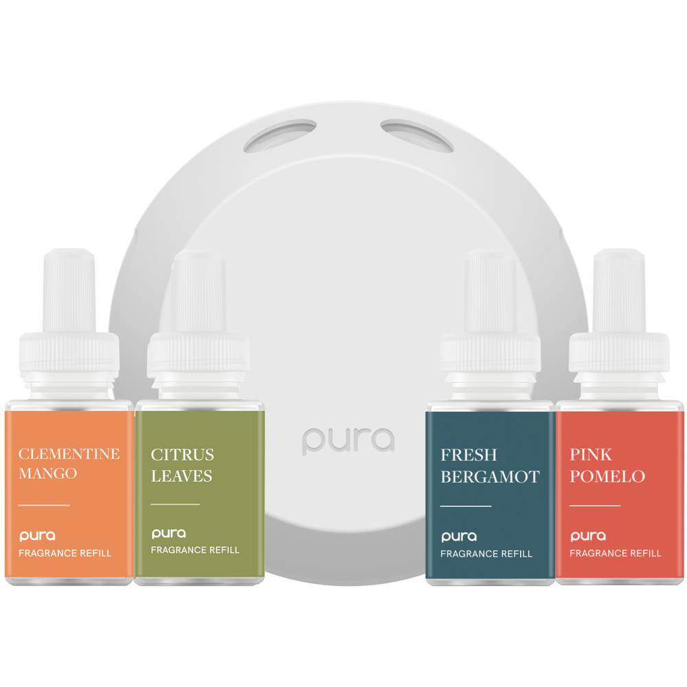Pura Smart Fragrance Diffuser Set for Kitchen, Bathroom Malodor -  Clementine Mango, Fresh Bergamot, Citrus, Pink Pomelo 900-02510 - The Home  Depot