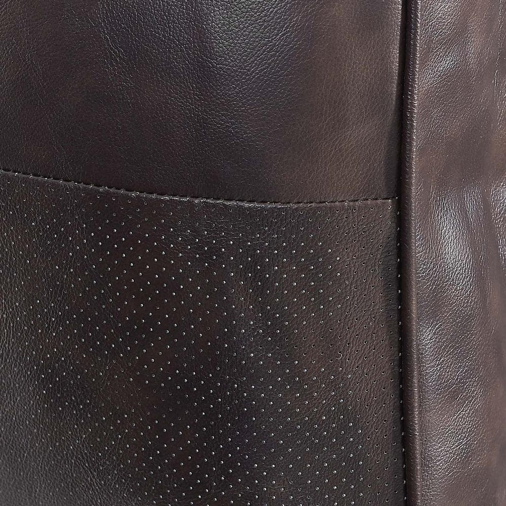 Brown Leather and Walnut Wood Mid-Century Accent Chair
