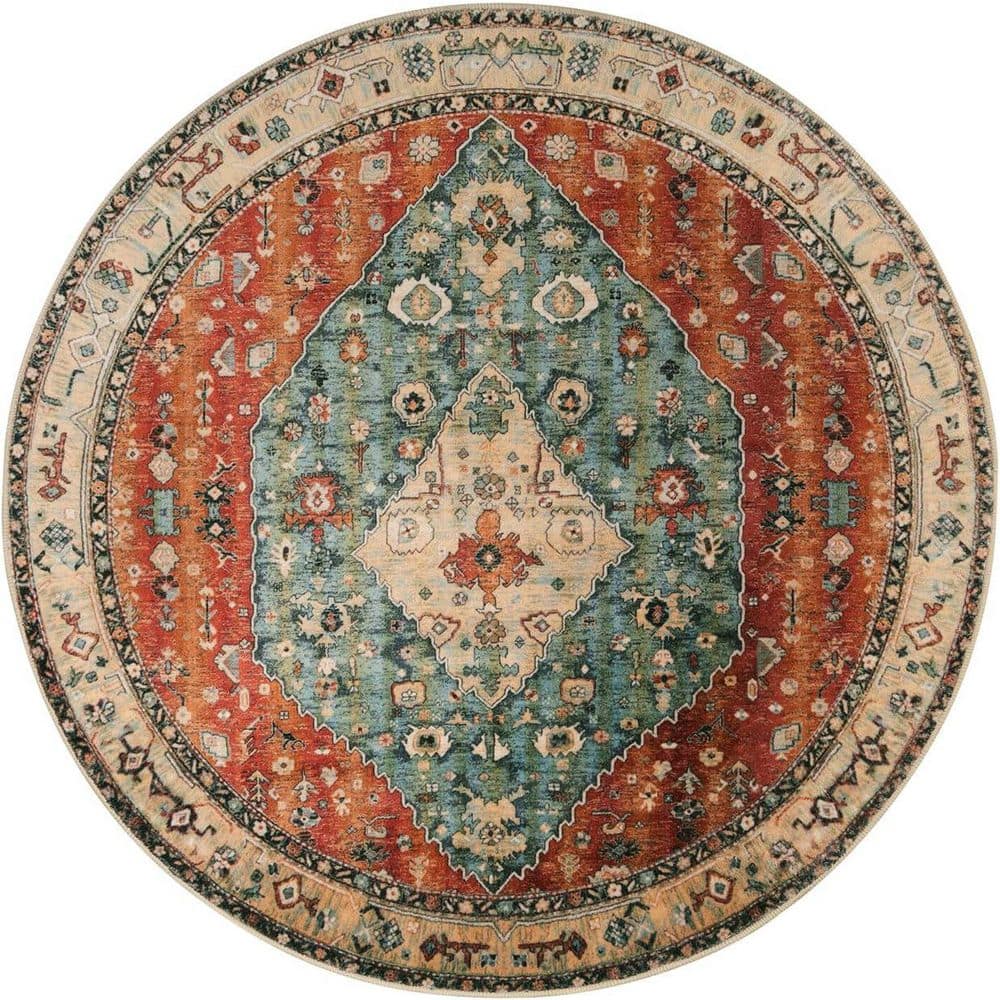 Boho Tribal 3' Multi-Colored Round Rugs Small Entryway Round Area Rug ...