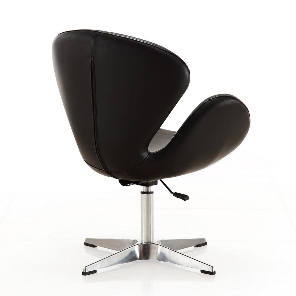 Raspberry Black Faux Leather Swivel Accent Chair Set