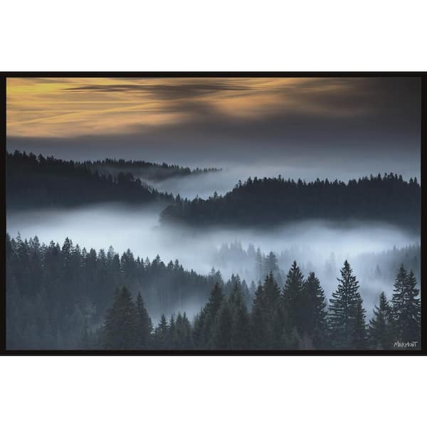 Unbranded "Foggy Winding River" by Marmont Hill Floater Framed Canvas Nature Art Print 24 in. x 36 in.