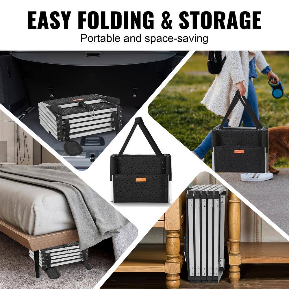 Portable 5-Step Black Aluminum Dog Car Ramp