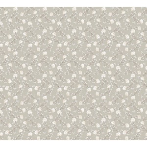 Spring Blossom Collection Petite Floral Vine Cream/Brown Matte Finish Non-Pasted Non-Woven Paper Wallpaper Roll