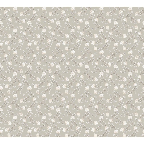 Unbranded Spring Blossom Collection Petite Floral Vine Cream/Brown Matte Finish Non-Pasted Non-Woven Paper Wallpaper Roll