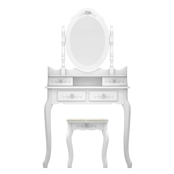 Outo Modern White Vanity Set Makeup, Modern White Vanity Table