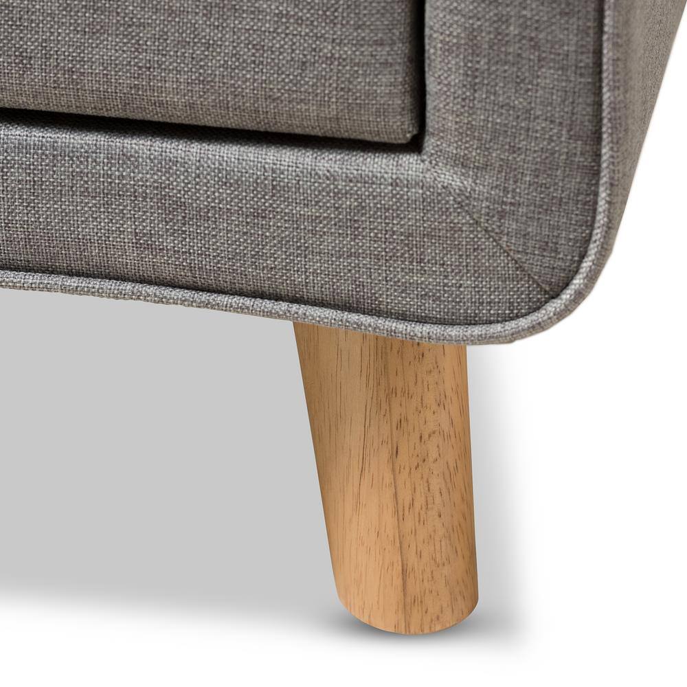 Jonesy Mid-Century Grey Fabric 2-Drawer Nightstand