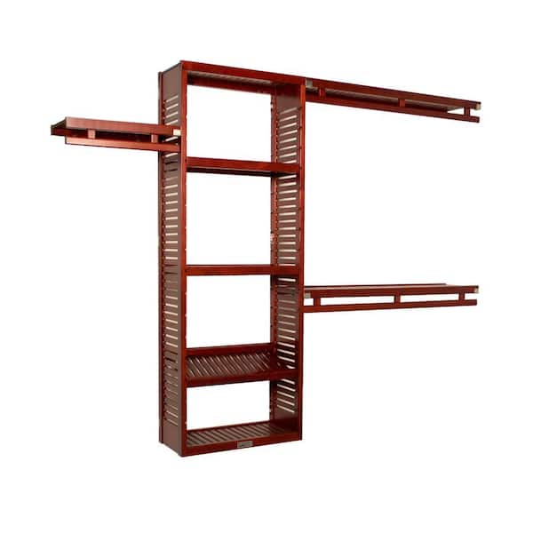 John Louis Home 12 in. D x 96 in. W x 84 in. H Deep Simplicity Wood Closet System in Red Mahogany