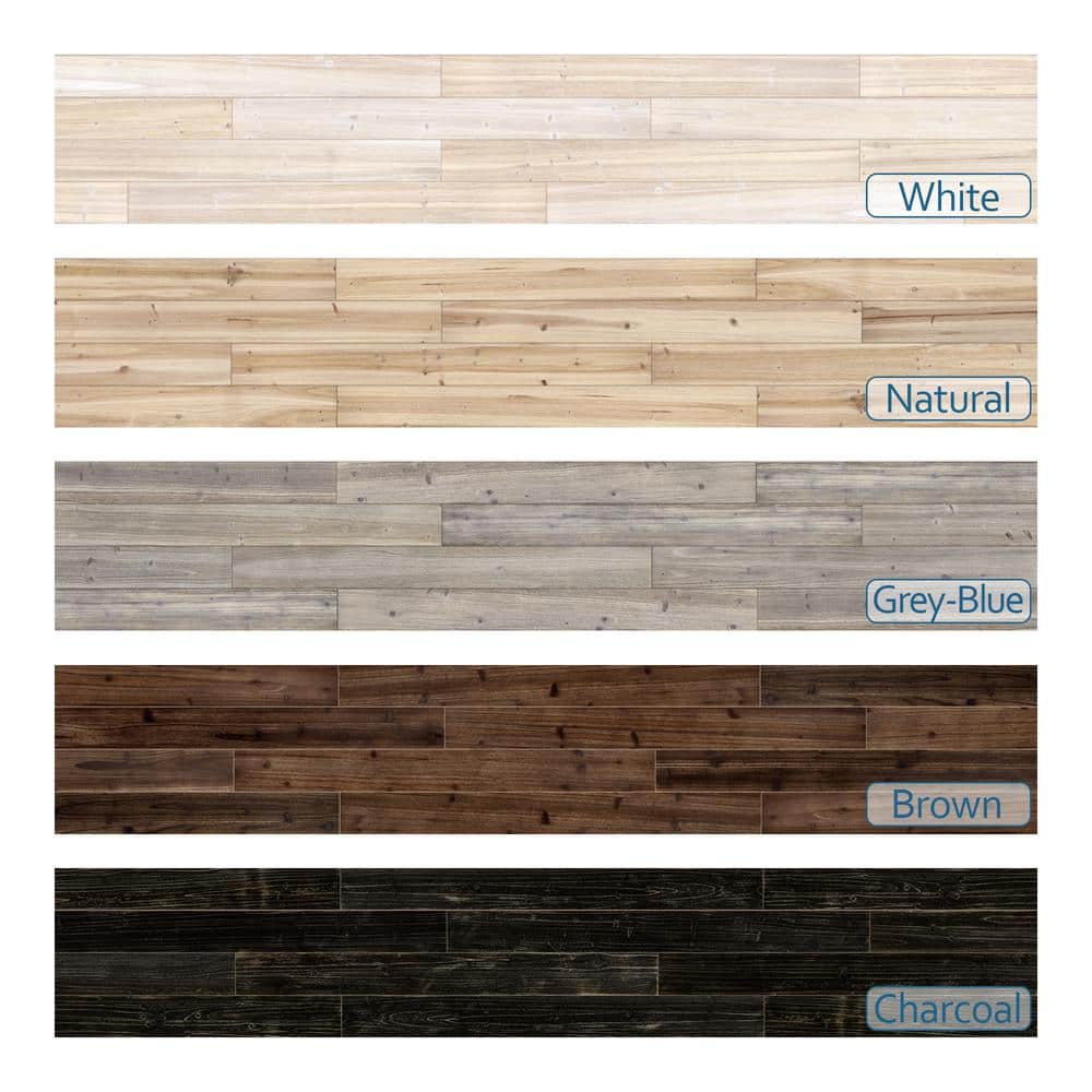 Charcoal Black Solid Pine Wood Wall Planks Set