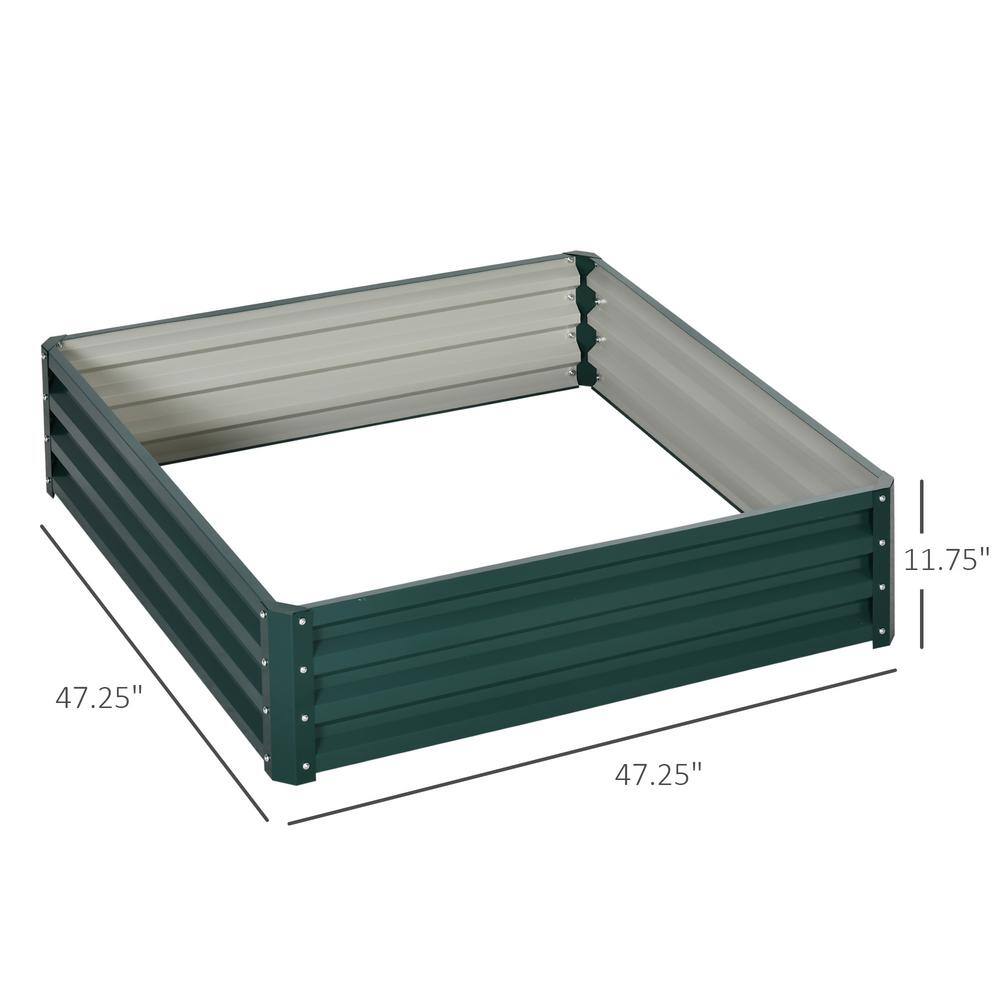 Outsunny Green Galvanized Metal Raised Garden Bed, 4' x 4' x 1'