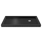 SlimLine 30 in. D x 60 in. W Single Threshold Shower Base in Black with Right Hand Drain