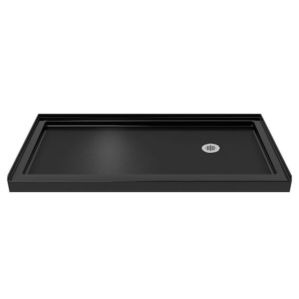 DreamLine SlimLine 60 in. x 30 in. Single Threshold Alcove Shower Pan Base in Black with Right Hand Drain