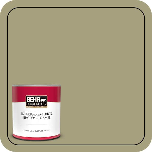 BEHR PREMIUM PLUS 1 qt. #S350-4A Dried Rosemary Hi-Gloss Enamel Interior/Exterior Paint and Primer