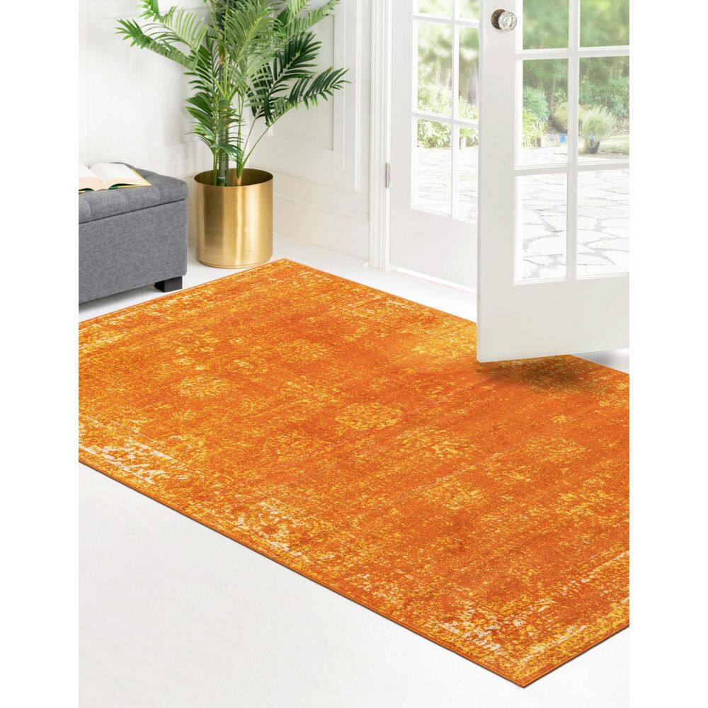 Casino Sofia Chic Orange Synthetic 2'2" x 3'1" Indoor Rug