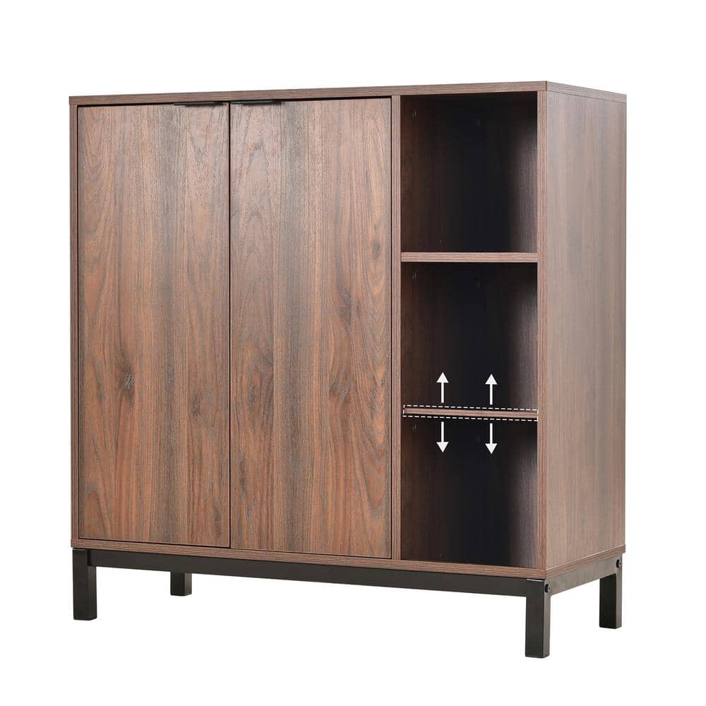 34 in. K and K Brown Sideboards and Buffets w/ Storage Coffee Bar
