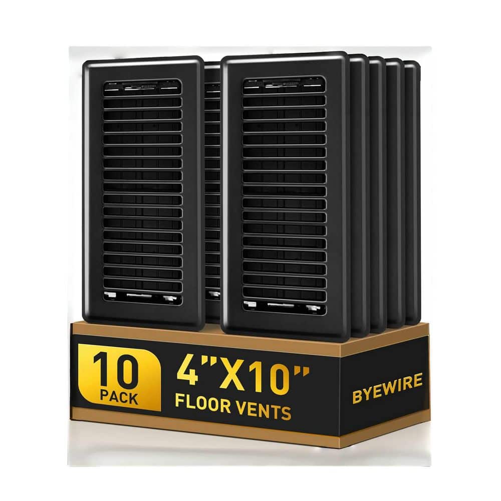 4 in. x 10 in. Black Floor Vent Covers for Home Floor, Sidewall, Steel Walkable Floor Grates, Rust Proof Finish, 10 Pcs price history on PriceWatchPro