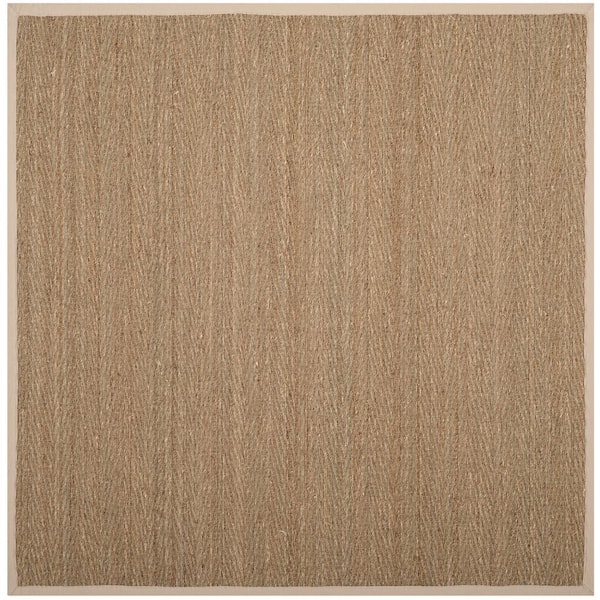 SAFAVIEH Natural Fiber Beige/Ivory 4 ft. x 4 ft. Woven Herringbone ...