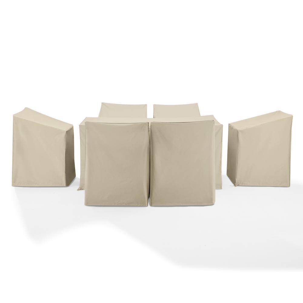 Tan Heavy-Duty Vinyl 7-Piece Outdoor Dining Furniture Cover Set