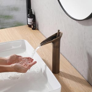 Single Handle Single Hole Waterfall Bathroom Faucet in Oil Rubbed Bronze