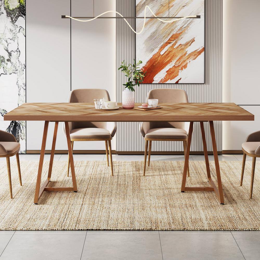Reclaimed Wood Rectangular Dining Table with Walnut Finish