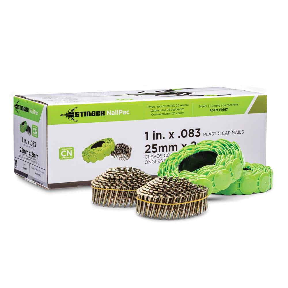 Stinger - NailPac 1 in. Collated Roofing Nail with Cap (2000-Pack)