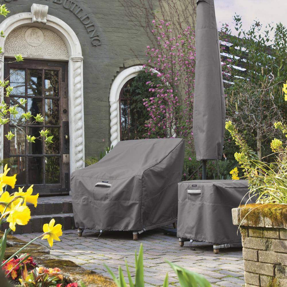 Ravenna Water-Resistant Gray BBQ Grill Cover with Cinch Cord