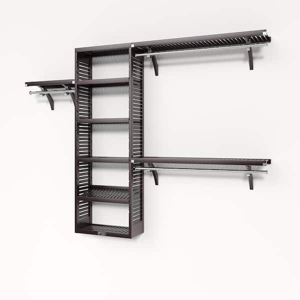 72 in. W - 120 in. W Espresso Reach in 12 in. Shelf Wood Closet System