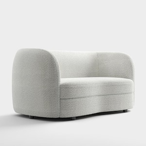Julia 63.75 in. White Boucle Polyester Fabric 2-Seater Modern Curved Loveseat With Pocket Coil Cushions