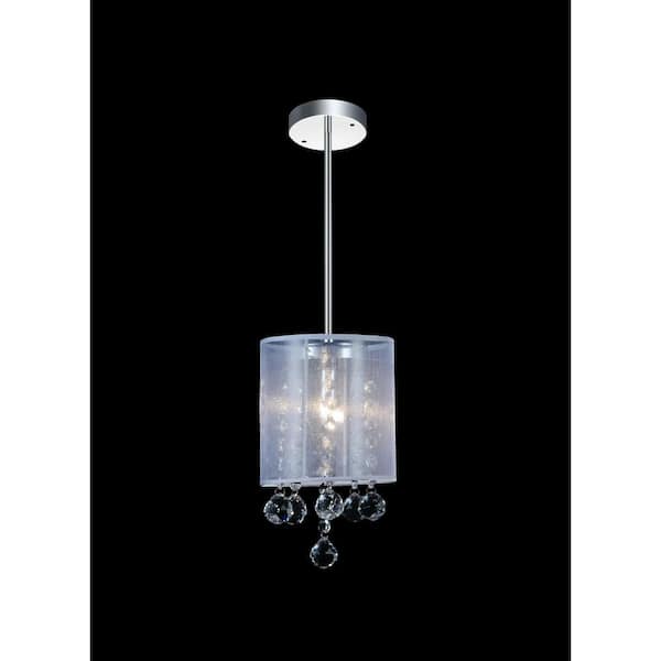 CWI Lighting Radiant 1 Light Drum Shade Mini Pendant With Chrome Finish