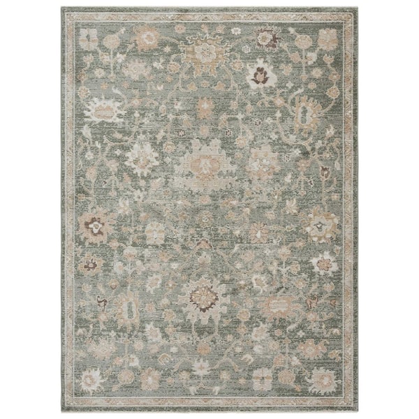Hazel 4 ft. x 6 ft. Green/Beige Abstract Floral Area Rug