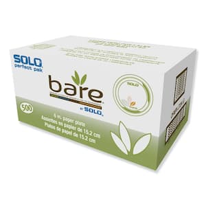 Bare Eco-Forward 6 in. Green/Tan Disposable Paper Dinnerware Perfect Pak Plates (500 Per Case)